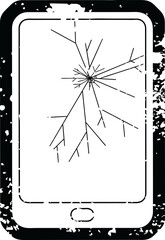 Distressed effect broken electronic tablet vector icon