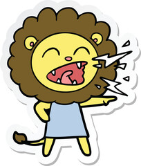 sticker of a cartoon roaring lion girl