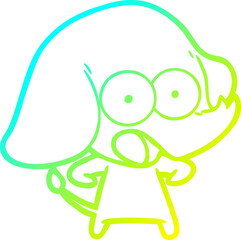 cold gradient line drawing cute cartoon elephant