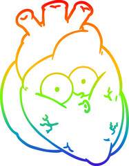 rainbow gradient line drawing cartoon curious heart
