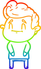 rainbow gradient line drawing happy cartoon man