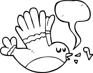speech bubble cartoon singing bird