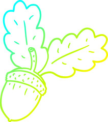 cold gradient line drawing cartoon acorn