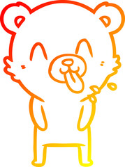 warm gradient line drawing rude cartoon bear