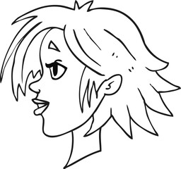 black and white cartoon happy female face