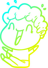 Obraz premium cold gradient line drawing cartoon happy man