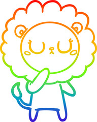rainbow gradient line drawing cartoon lion