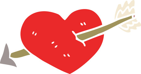 cartoon doodle heart shot through with arrow