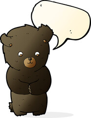 cute cartoon black bear with speech bubble