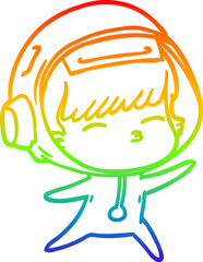 rainbow gradient line drawing cartoon curious astronaut