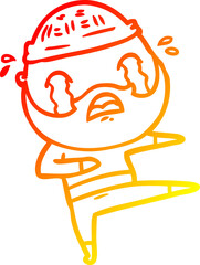 warm gradient line drawing cartoon bearded dancer crying