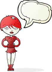cartoon pretty vampire girl with speech bubble