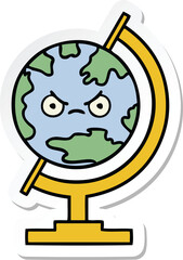 sticker of a cute cartoon globe of the world
