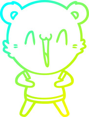cold gradient line drawing happy polar bear cartoon
