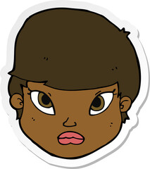 sticker of a cartoon serious face