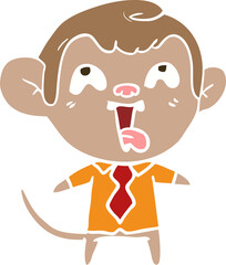 crazy flat color style cartoon monkey in shirt and tie