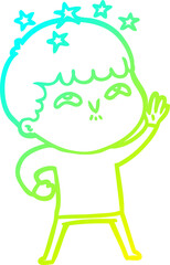 cold gradient line drawing cartoon amazed boy