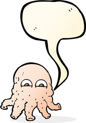cartoon alien squid face with speech bubble