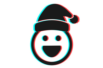 Smile or Emoji icon illustration in blue and red colors for Merry Christmas - obrazy, fototapety, plakaty