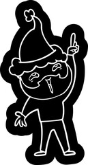 cartoon icon of a happy bearded man wearing santa hat