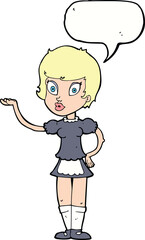cartoon waitress with speech bubble