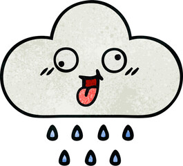 retro grunge texture cartoon rain cloud