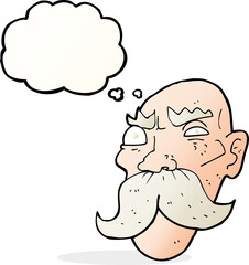 cartoon angry old man with thought bubble