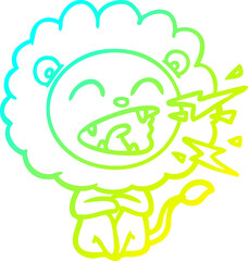 cold gradient line drawing cartoon roaring lion