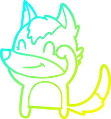 cold gradient line drawing friendly cartoon wolf