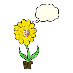 cartoon flower with thought bubble