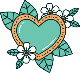 tattoo style icon of a botanical heart