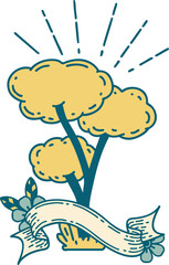 banner with tattoo style tree