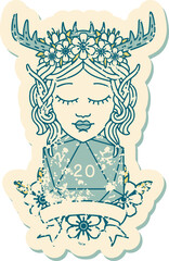 elf druid character with natural 20 dice roll illustration