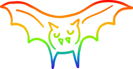 rainbow gradient line drawing cartoon vampire bat