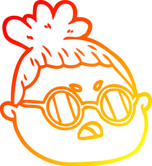 warm gradient line drawing cartoon female face