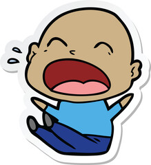 sticker of a cartoon shouting bald man