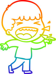 rainbow gradient line drawing cartoon laughing man