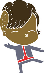 flat color style cartoon girl wearing futuristic clothes