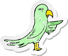 retro distressed sticker of a cartoon parrot