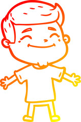 warm gradient line drawing happy cartoon man with open arms