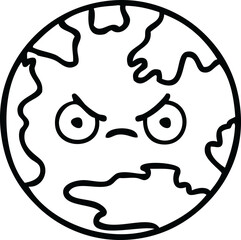 line drawing cartoon planet earth