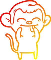 warm gradient line drawing funny cartoon monkey