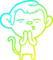 cold gradient line drawing cartoon suspicious monkey