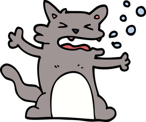 cartoon doodle hiccuping cat