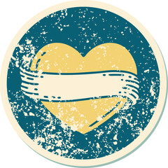 distressed sticker tattoo style icon of a heart and banner