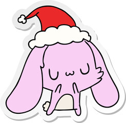 christmas sticker cartoon of kawaii rabbit