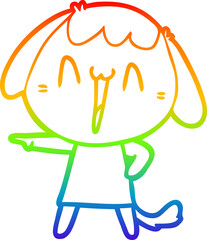 rainbow gradient line drawing cute cartoon dog