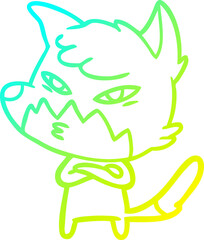 cold gradient line drawing clever cartoon fox