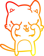 warm gradient line drawing cartoon cat