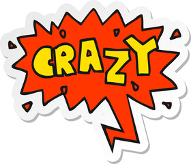 cartoon word crazy and speech bubble sticker